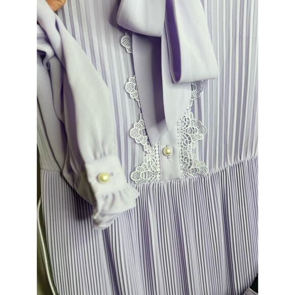 BURRYCO Lilac Chiffon with Lace Broderie Collar Midi-Dress Size 4 -NWT - Picture 7 of 10